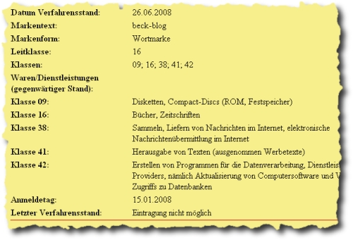 Screenshot DPMA